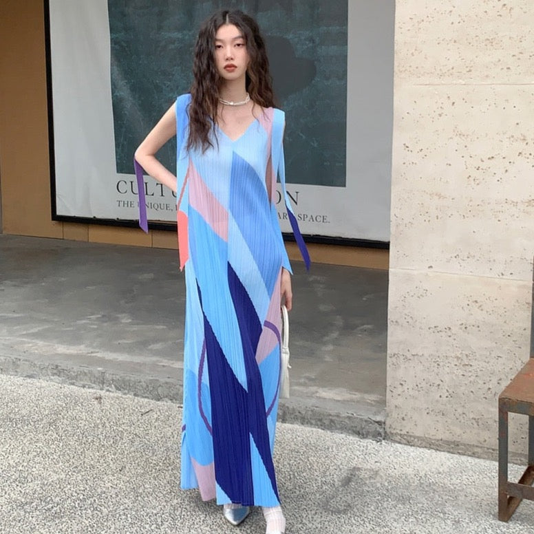 Jill Origami Color Block Maxi Dress