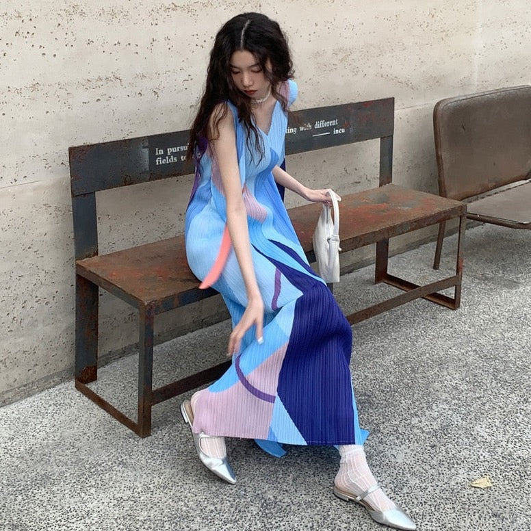 Jill Origami Color Block Maxi Dress