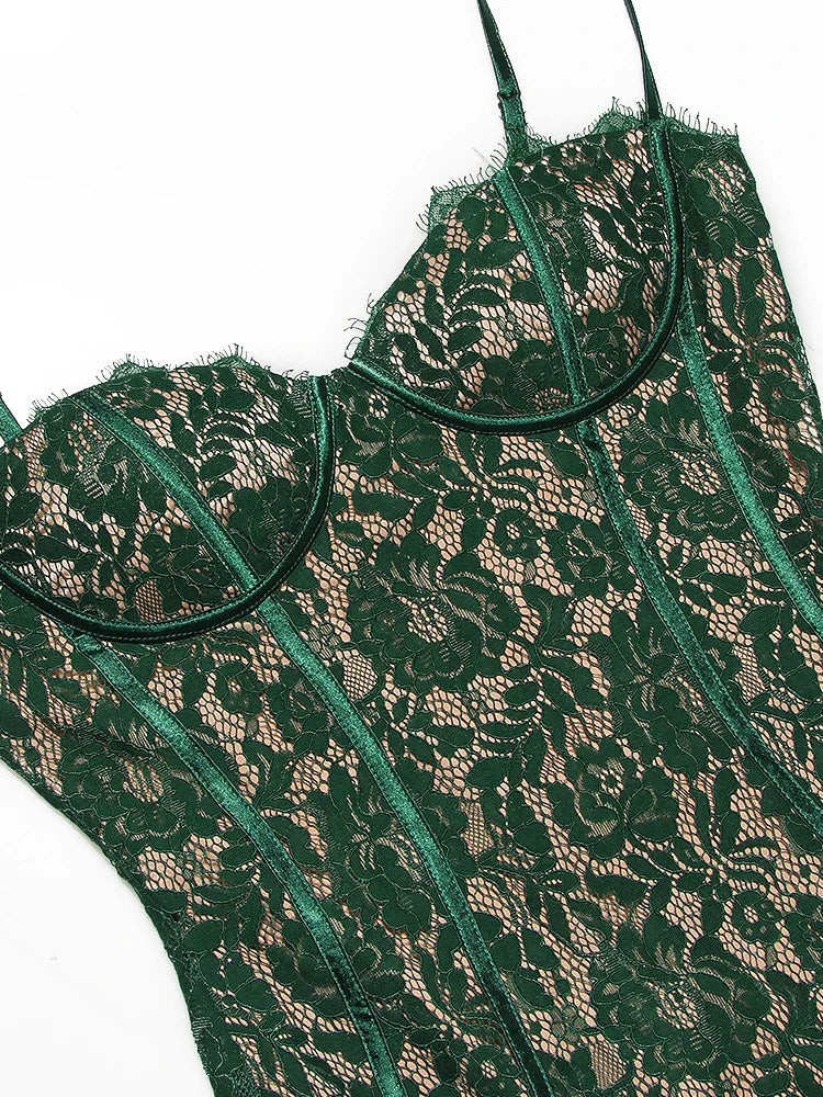 Lace Midi Satin Lined Sweetheart Celebrity Party Bodycon Dress