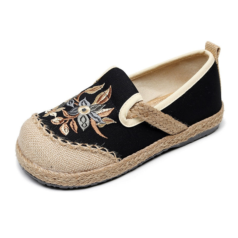 Johanna Vintage Floral Embroidery Moccasin Loafers