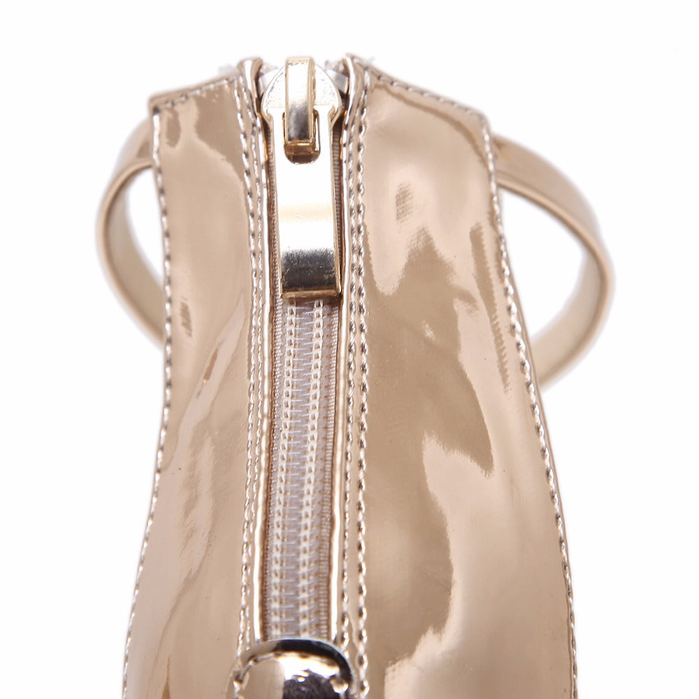 Jordyn Metallic Ankle Strap Clear Heel Sandals