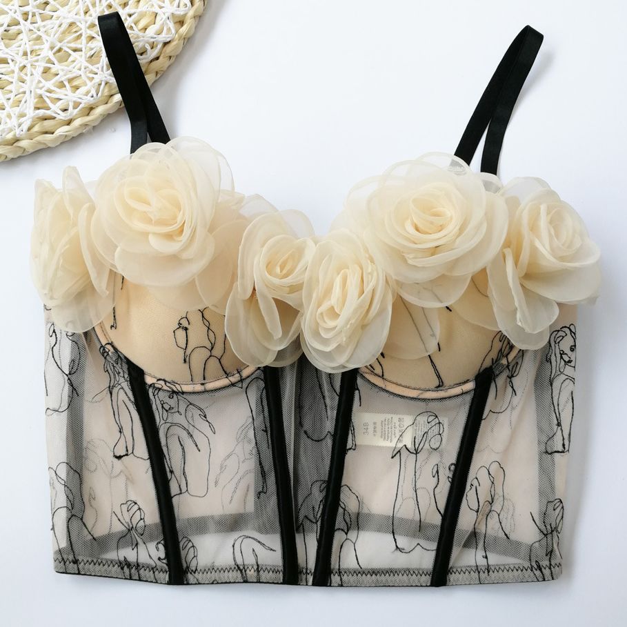 Josephine Flower Corsage Bustier Bra Tops - 2 Colors