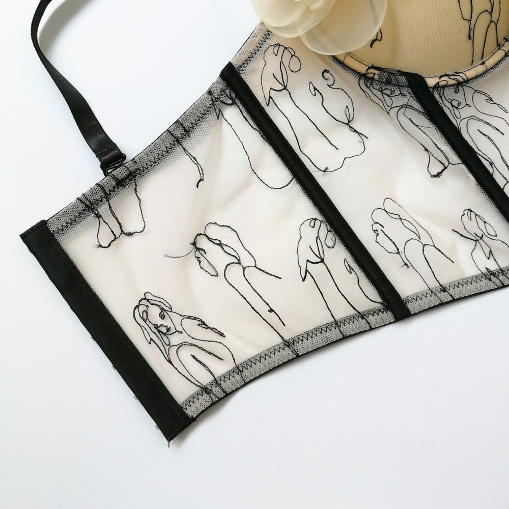 Josephine Flower Corsage Bustier Bra Tops - 2 Colors