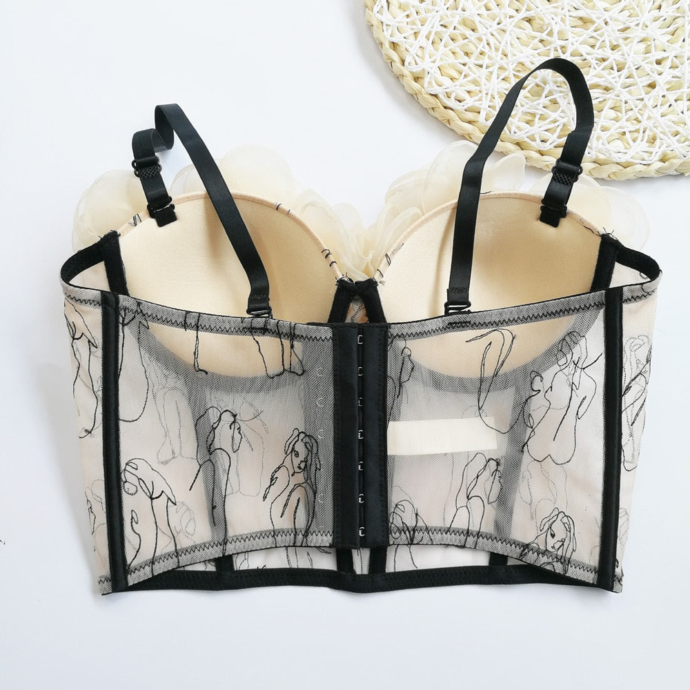Josephine Flower Corsage Bustier Bra Tops - 2 Colors
