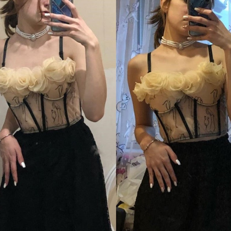 Josephine Flower Corsage Bustier Bra Tops - 2 Colors