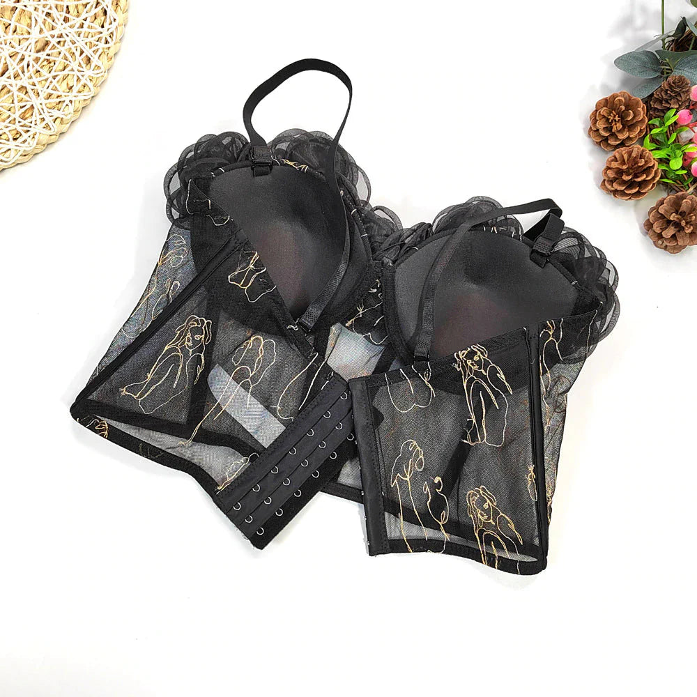 Josephine Flower Corsage Bustier Bra Tops - 2 Colors