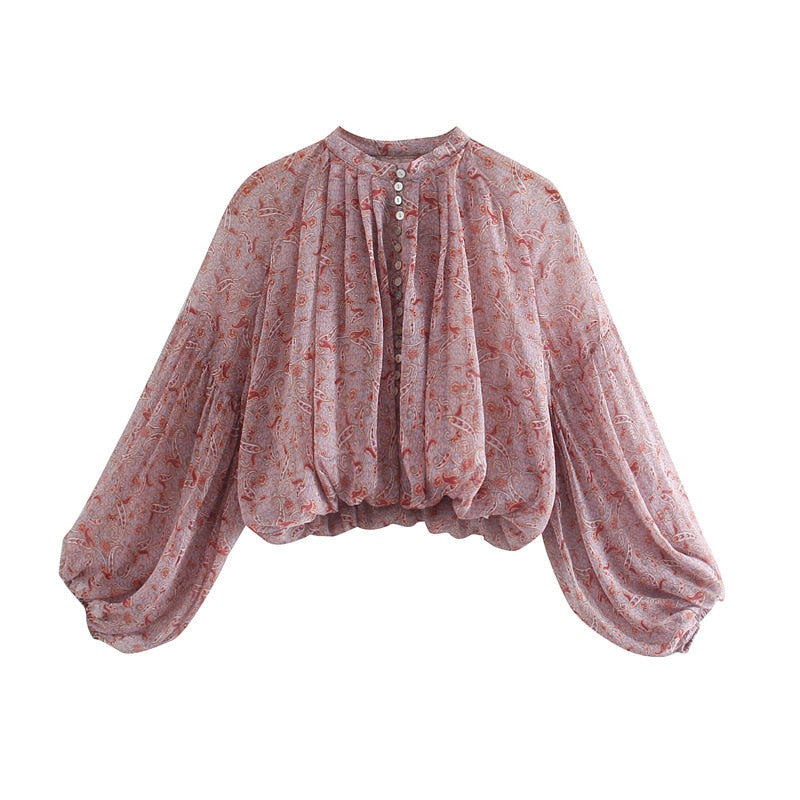 Josie Puff Sleeved Victorian Chiffon Blouse