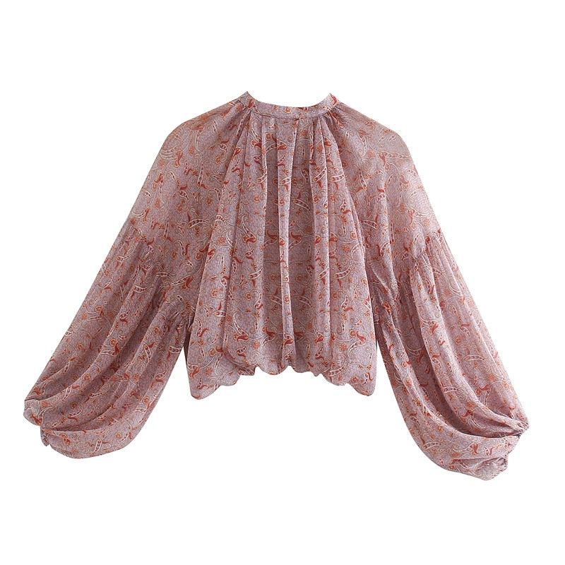 Josie Puff Sleeved Victorian Chiffon Blouse
