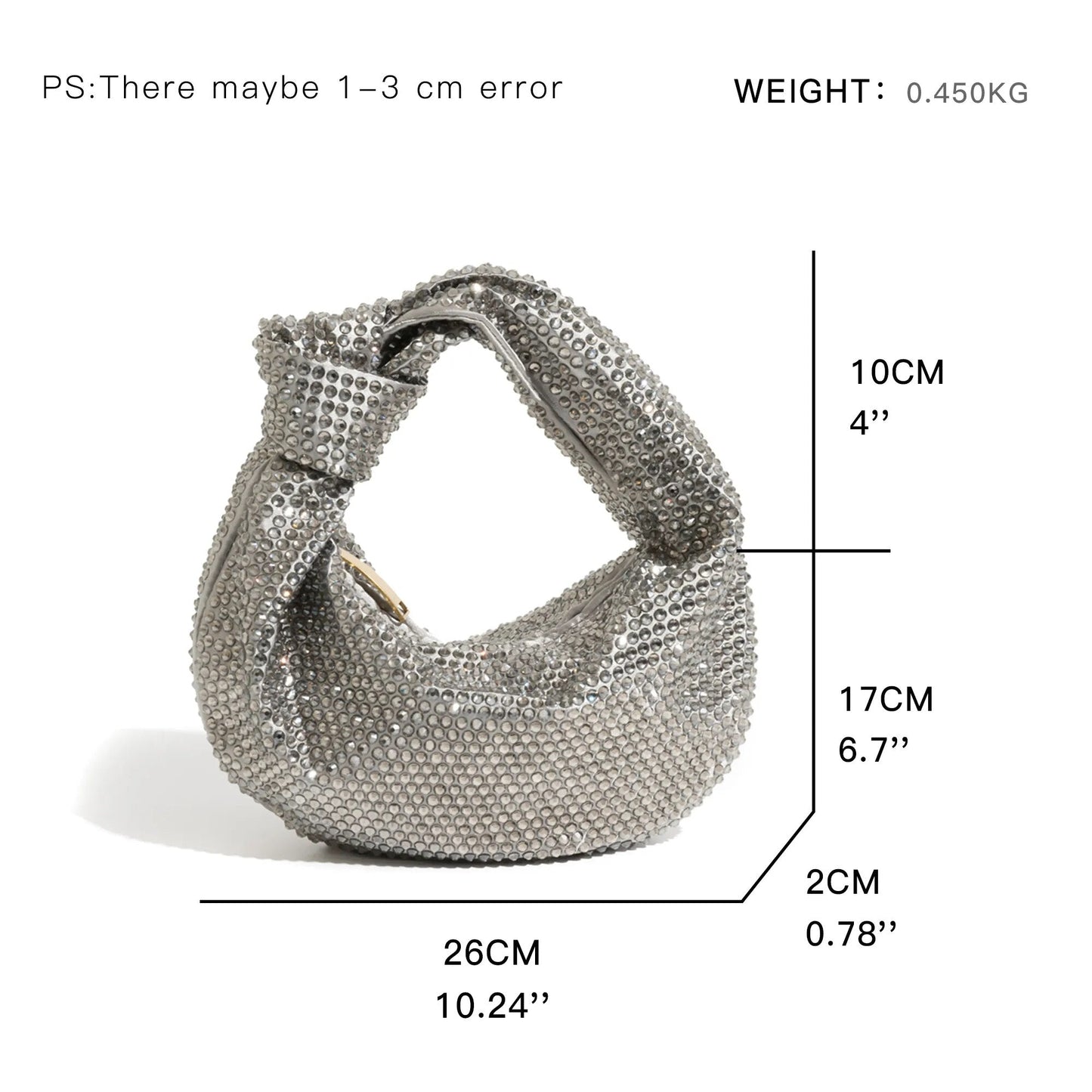 Julia Knotted Rhinestone Sequin Wrist Evening Bag