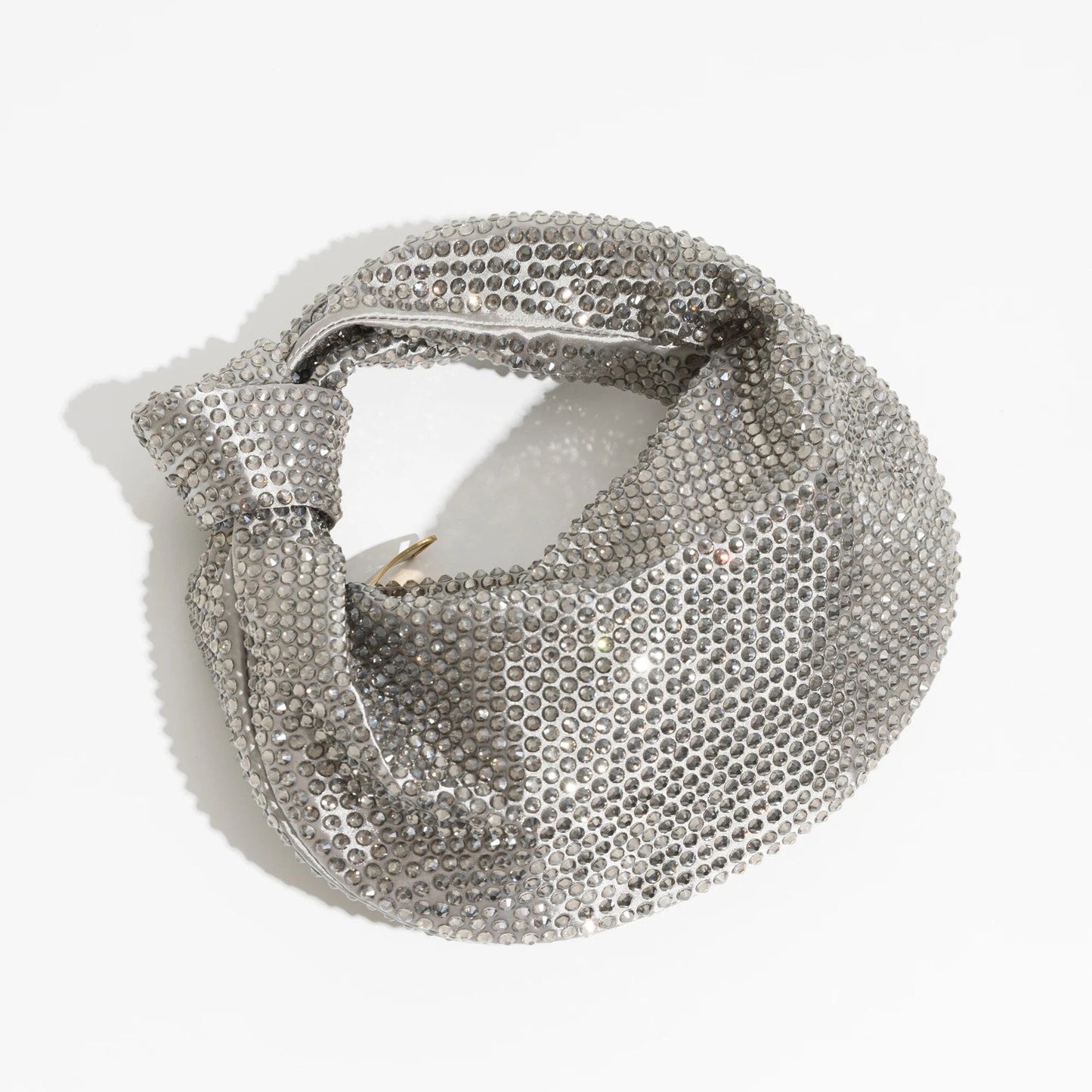 Julia Knotted Rhinestone Sequin Wrist Evening Bag