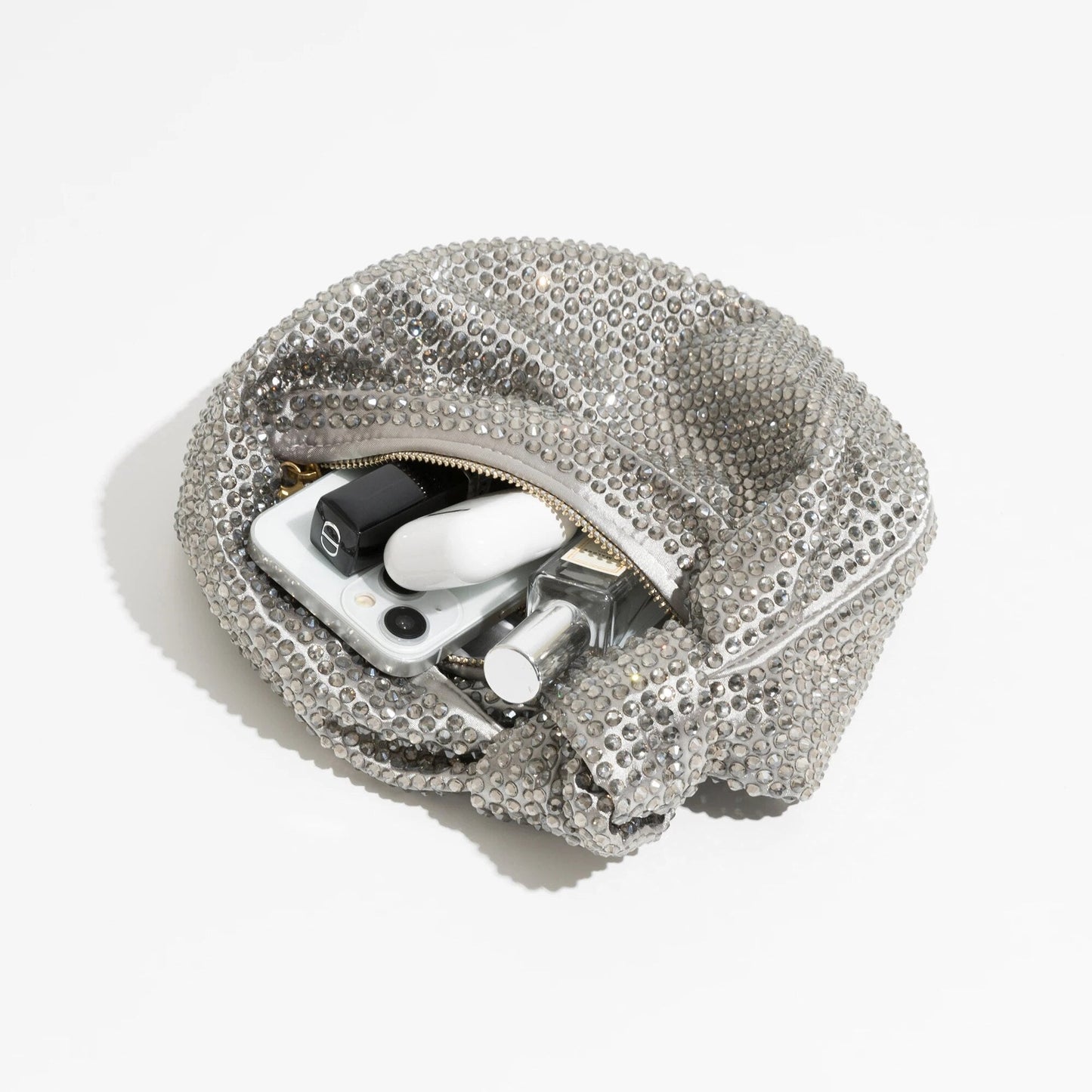 Julia Knotted Rhinestone Sequin Wrist Evening Bag