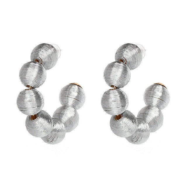 Juliana Silk Pom Pom Hoop Earrings - 9 Colors