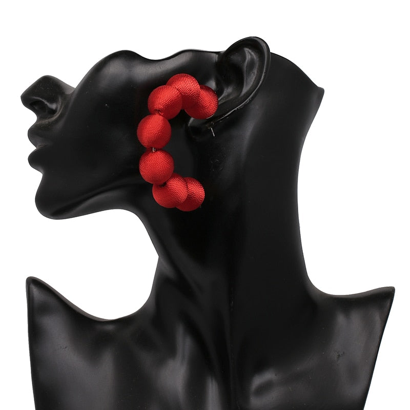 Juliana Silk Pom Pom Hoop Earrings - 9 Colors