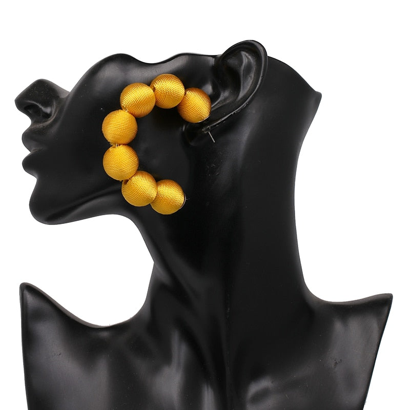 Juliana Silk Pom Pom Hoop Earrings - 9 Colors