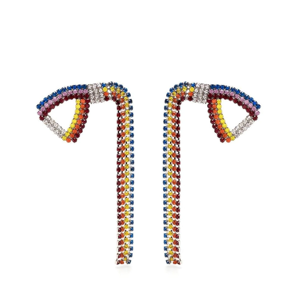 Jumbo Rainbow Ribbon Rhinestone Earrings