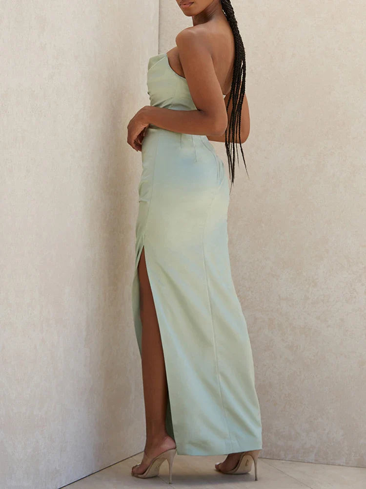 Green Sleeveless Evening Elegant Bandage Party Maxi Dress