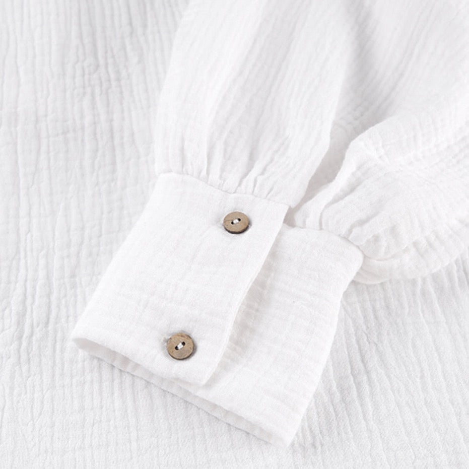 Karie Cotton Gauze Tunic Blouse and Pants Sets - 2 Colors