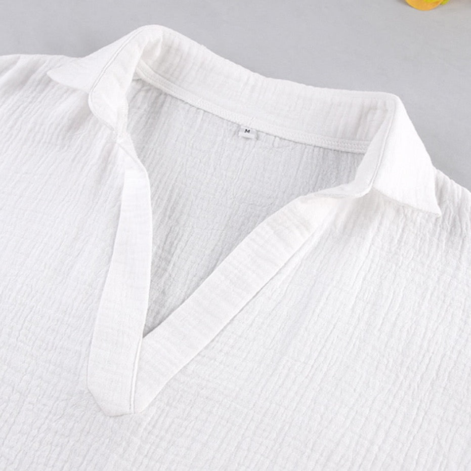 Karie Cotton Gauze Tunic Blouse and Pants Sets - 2 Colors