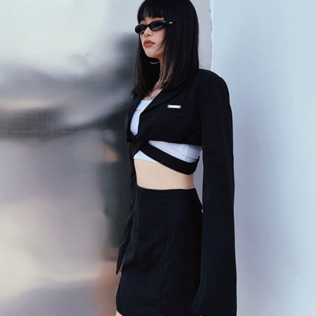 Karim Cropped Jacket with Harness Band
