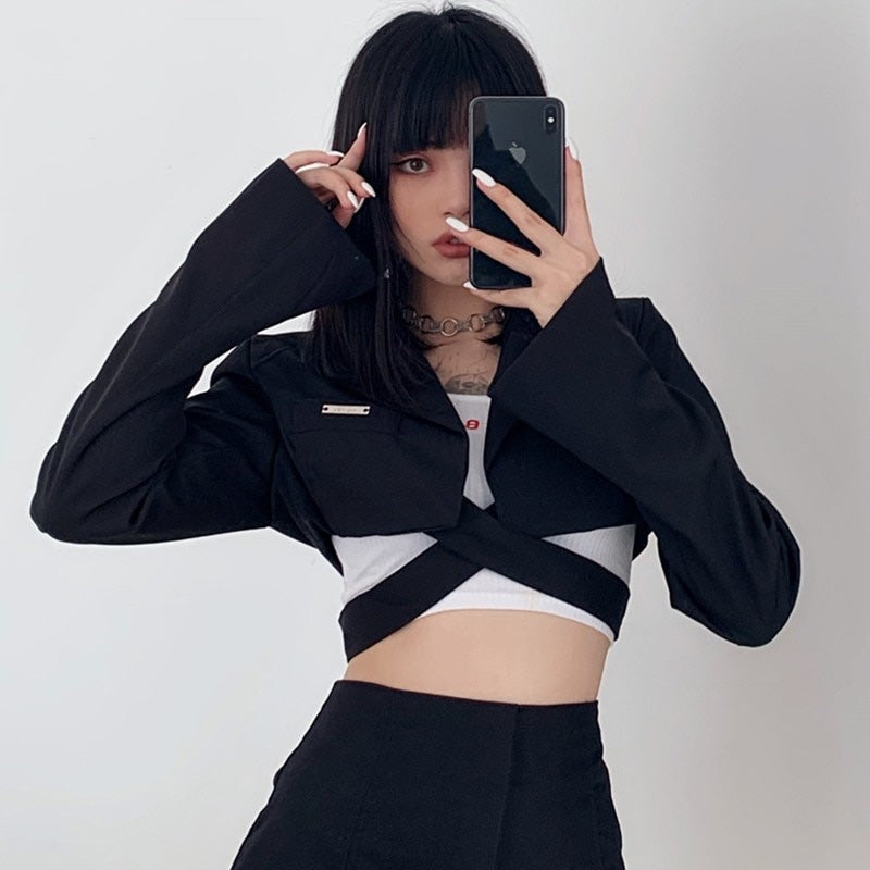 Karim Cropped Jacket with Harness Band
