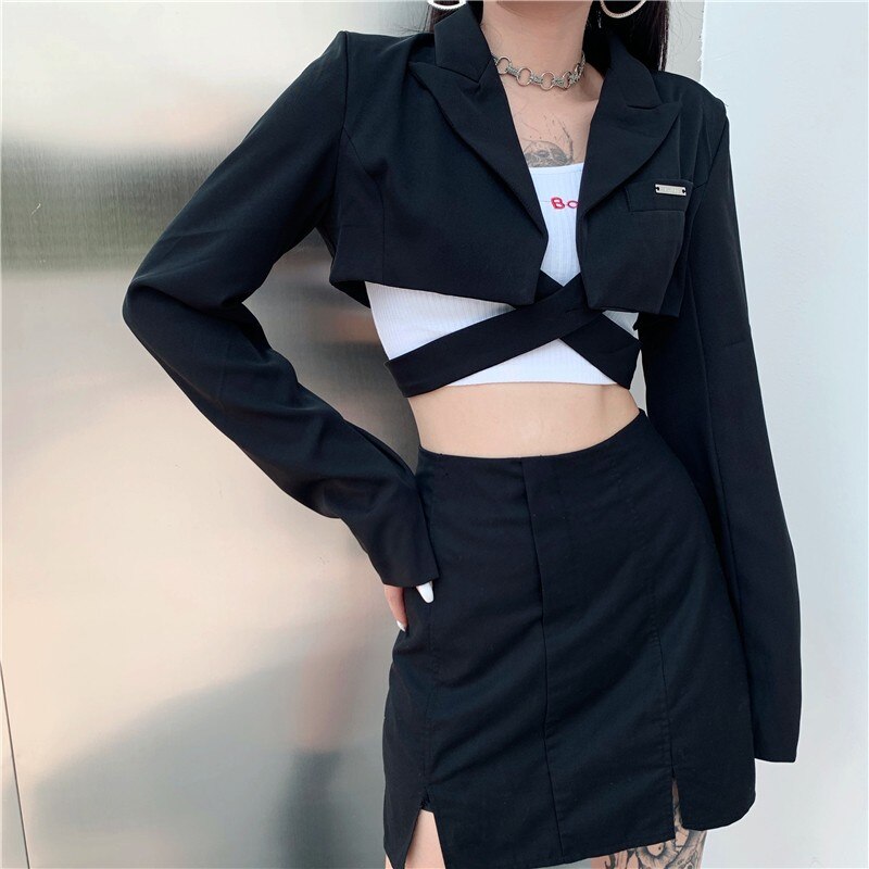 Karim Cropped Jacket with Harness Band