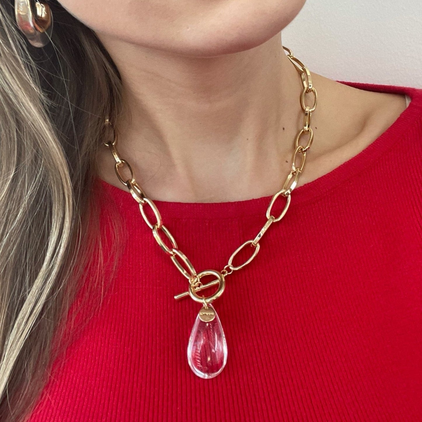 Karin Crystal Water Drop Pendant Necklace