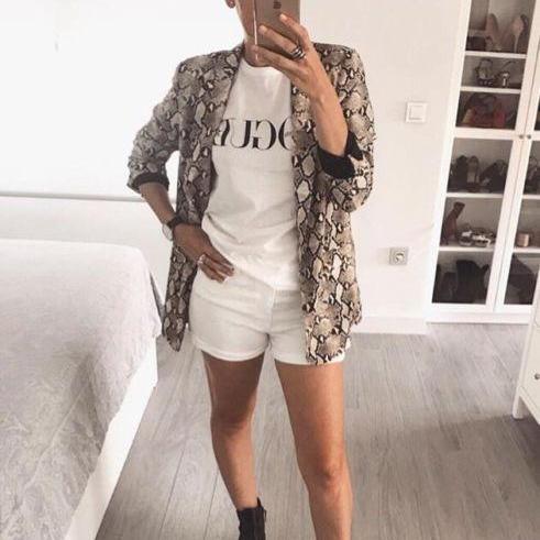 Karina Snake Print Blazer Jacket