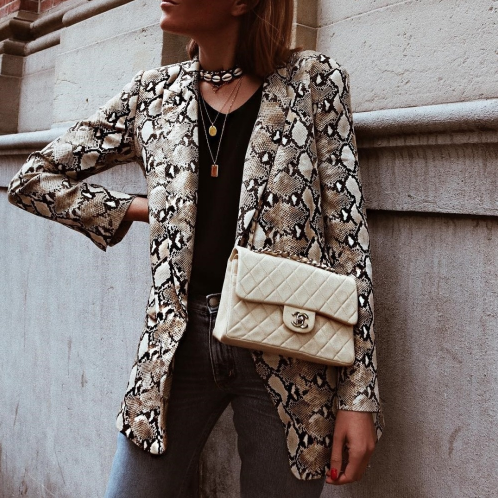 Karina Snake Print Blazer Jacket
