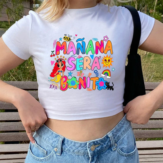 Cute Mermaid Graphic Y2K Crop Top