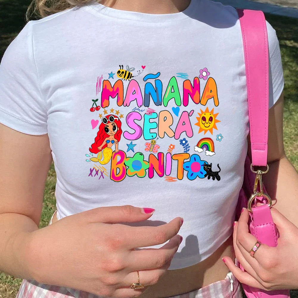 Cute Mermaid Graphic Y2K Crop Top