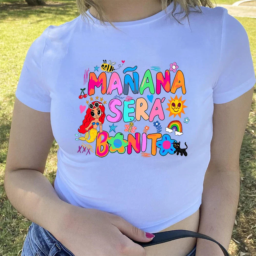 Cute Mermaid Graphic Y2K Crop Top