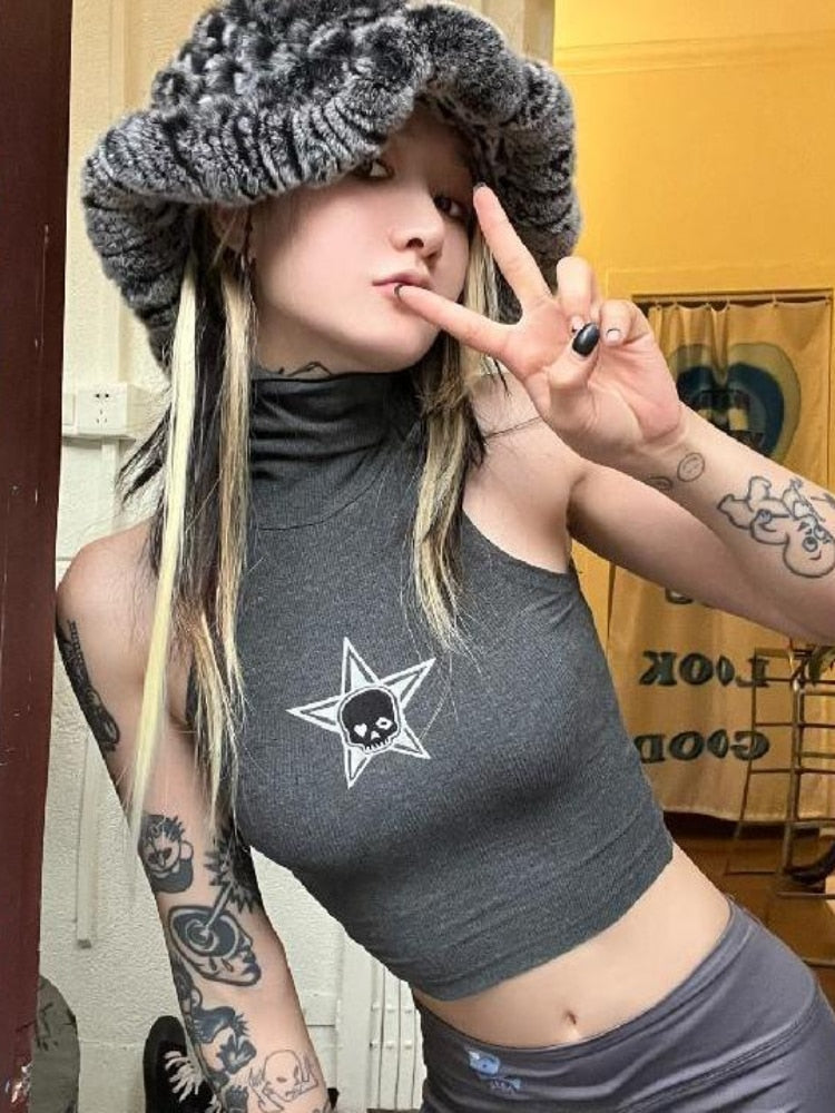 Kasey Harajuku Turtleneck Cropped Top - 2 Colors