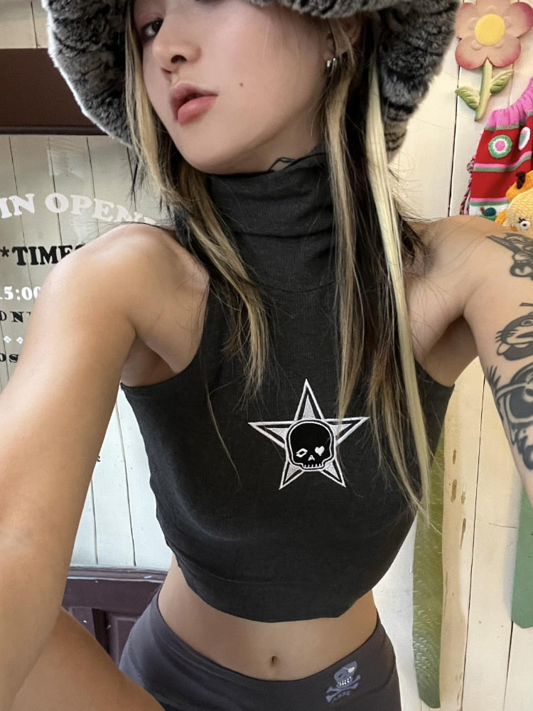 Kasey Harajuku Turtleneck Cropped Top - 2 Colors