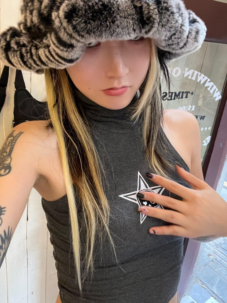 Kasey Harajuku Turtleneck Cropped Top - 2 Colors