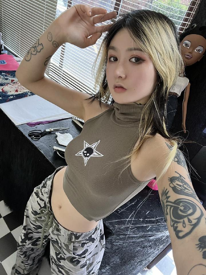 Kasey Harajuku Turtleneck Cropped Top - 2 Colors