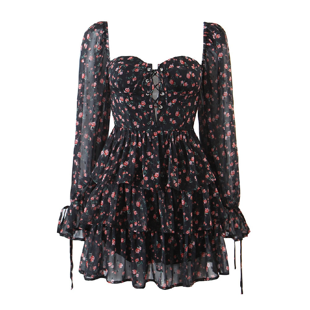 Katarina Floral Bustier Chiffon Dress - 2 Colors