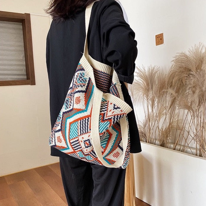 Kateri Tribal Prints Knitted Bag - 4 Colors