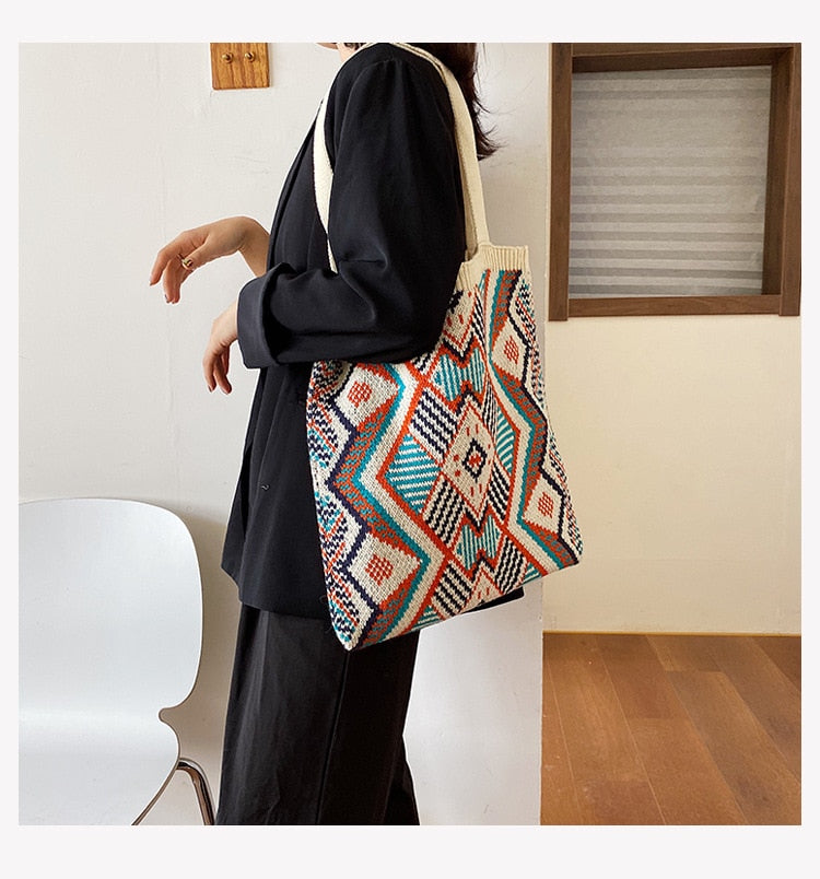 Kateri Tribal Prints Knitted Bag - 4 Colors