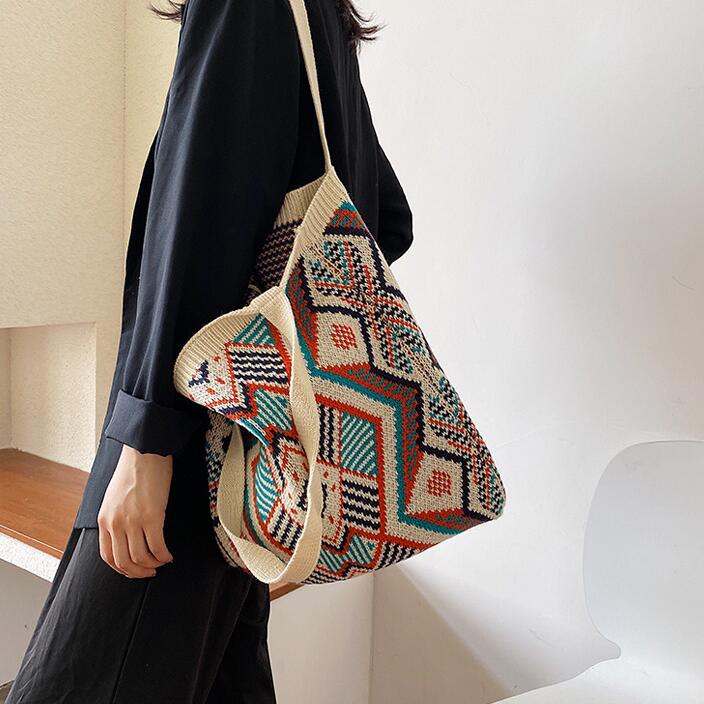 Kateri Tribal Prints Knitted Bag - 4 Colors