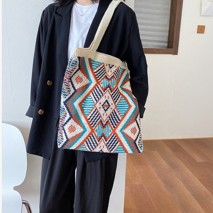 Kateri Tribal Prints Knitted Bag - 4 Colors