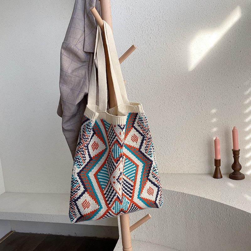 Kateri Tribal Prints Knitted Bag - 4 Colors