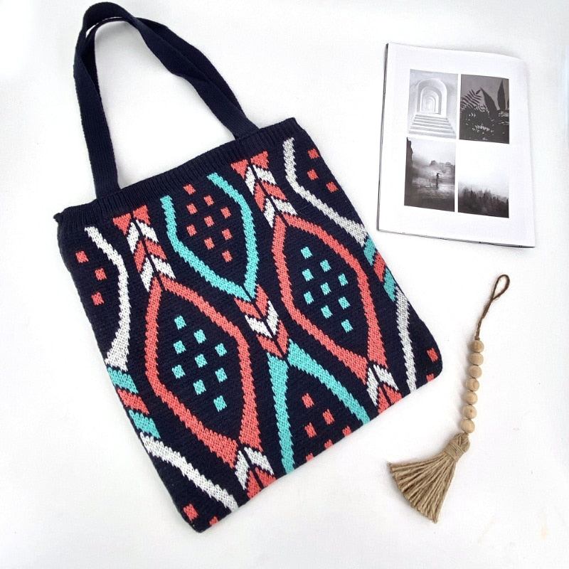Kateri Tribal Prints Knitted Bag - 4 Colors