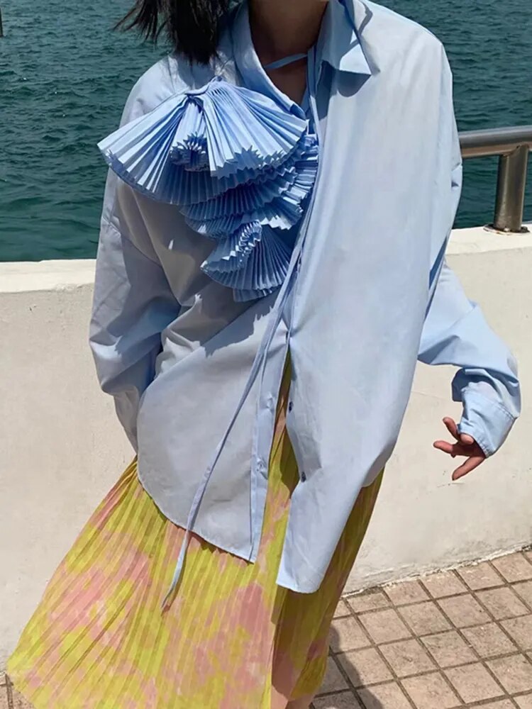 Katla Flower Corsage Shirt Blouse