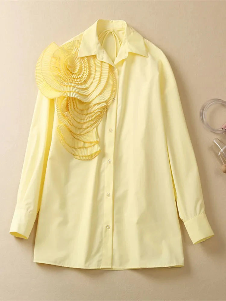 Katla Flower Corsage Shirt Blouse