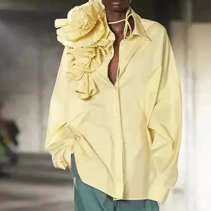 Katla Flower Corsage Shirt Blouse