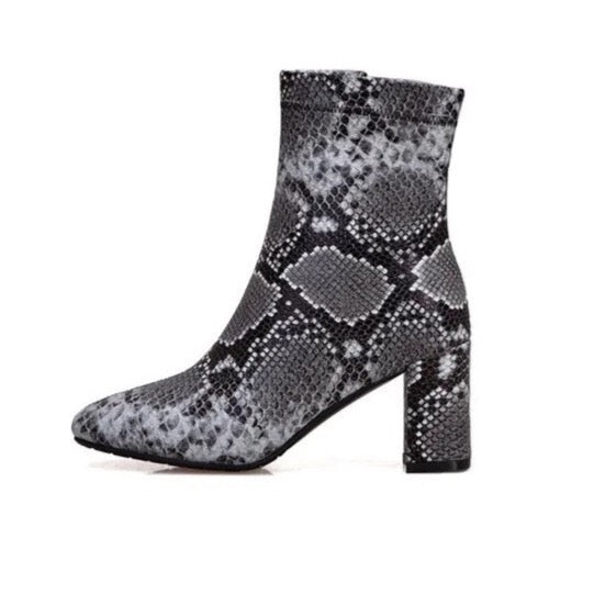 Kayeli Snake Print Ankle Boots