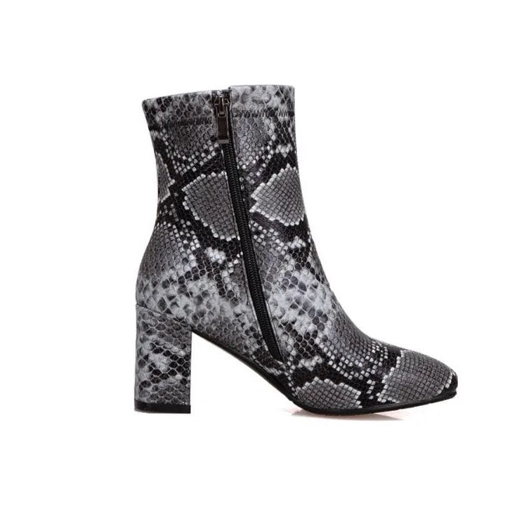 Kayeli Snake Print Ankle Boots