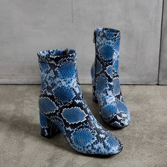 Kayeli Snake Print Ankle Boots