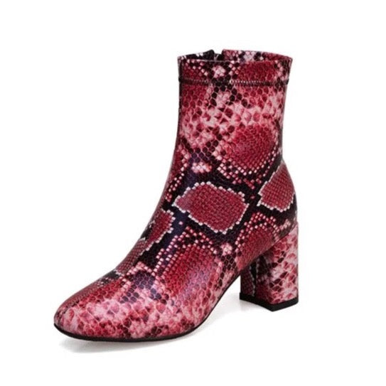 Kayeli Snake Print Ankle Boots
