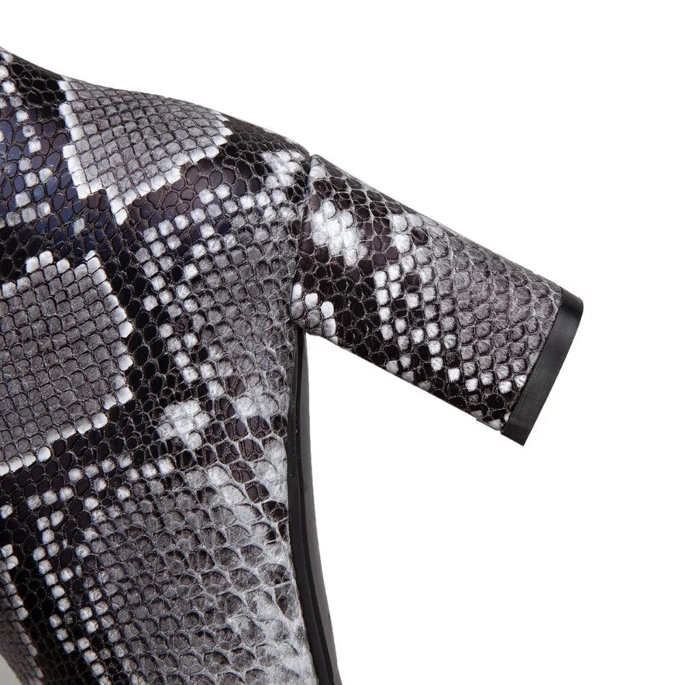 Kayeli Snake Print Ankle Boots
